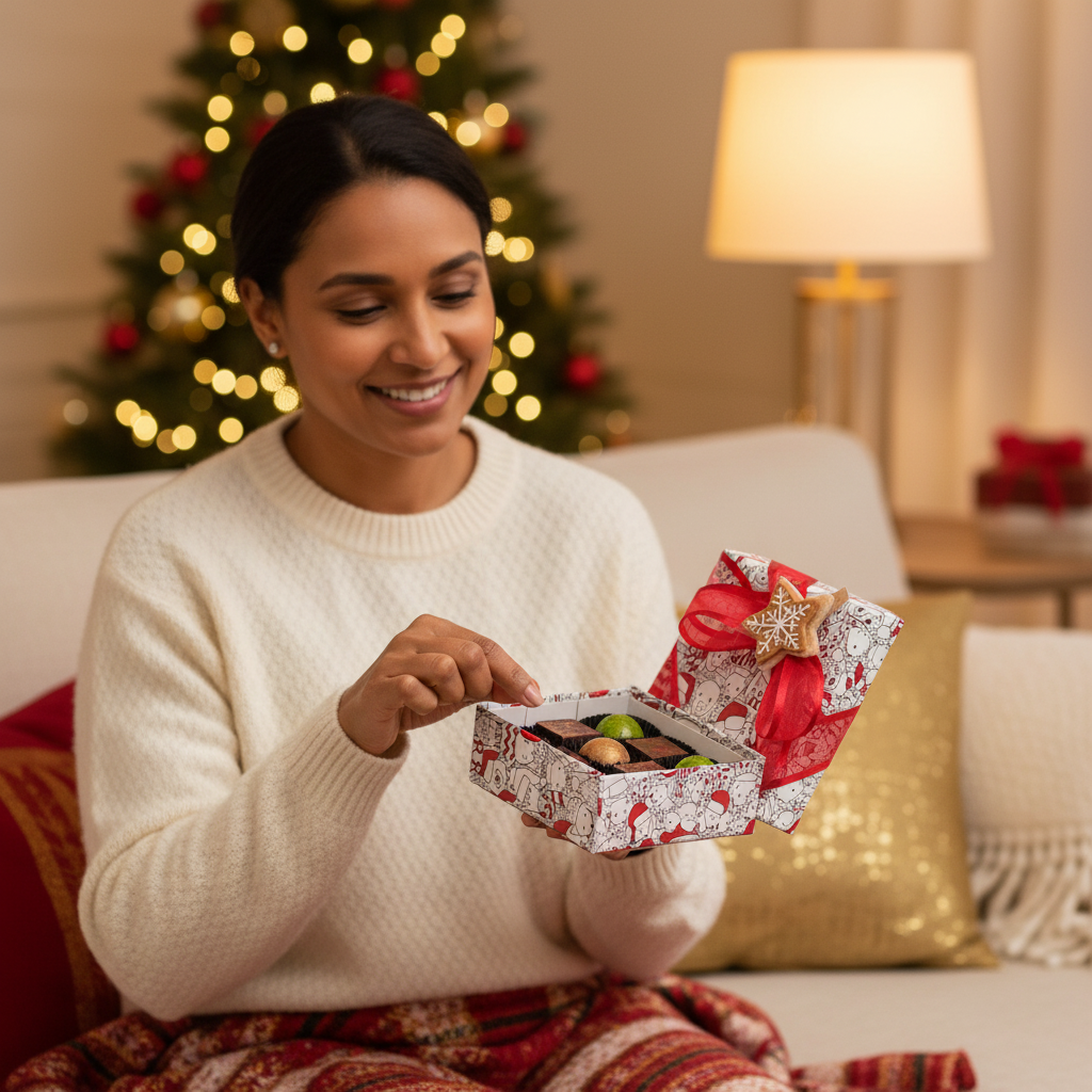 Kerstdoos 9 pralines 135g