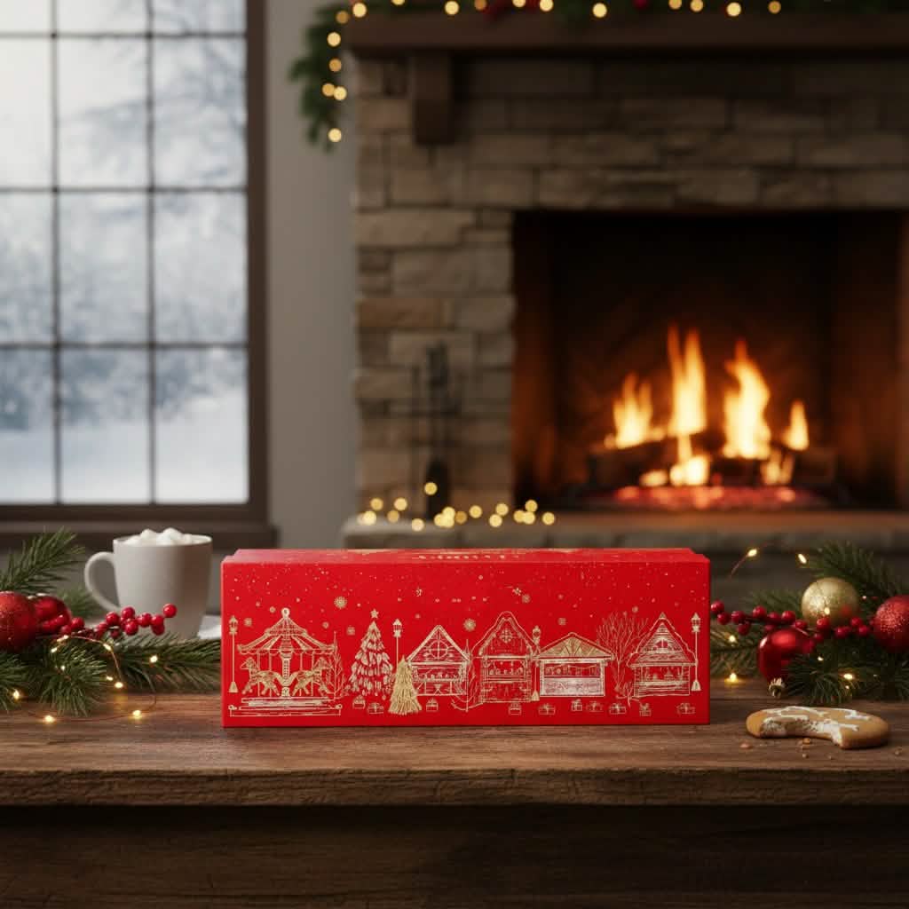 Kerstdorp doos 14 pralines en truffels 225g