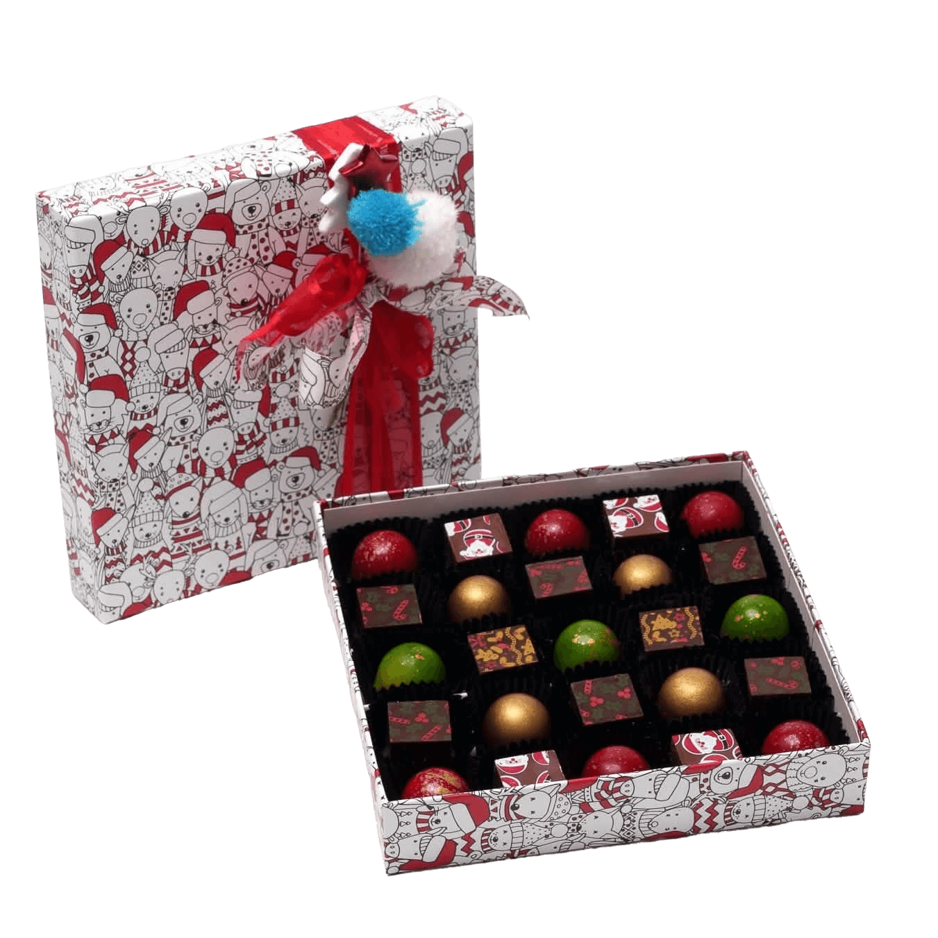 Kerstdoos 25 pralines 375g