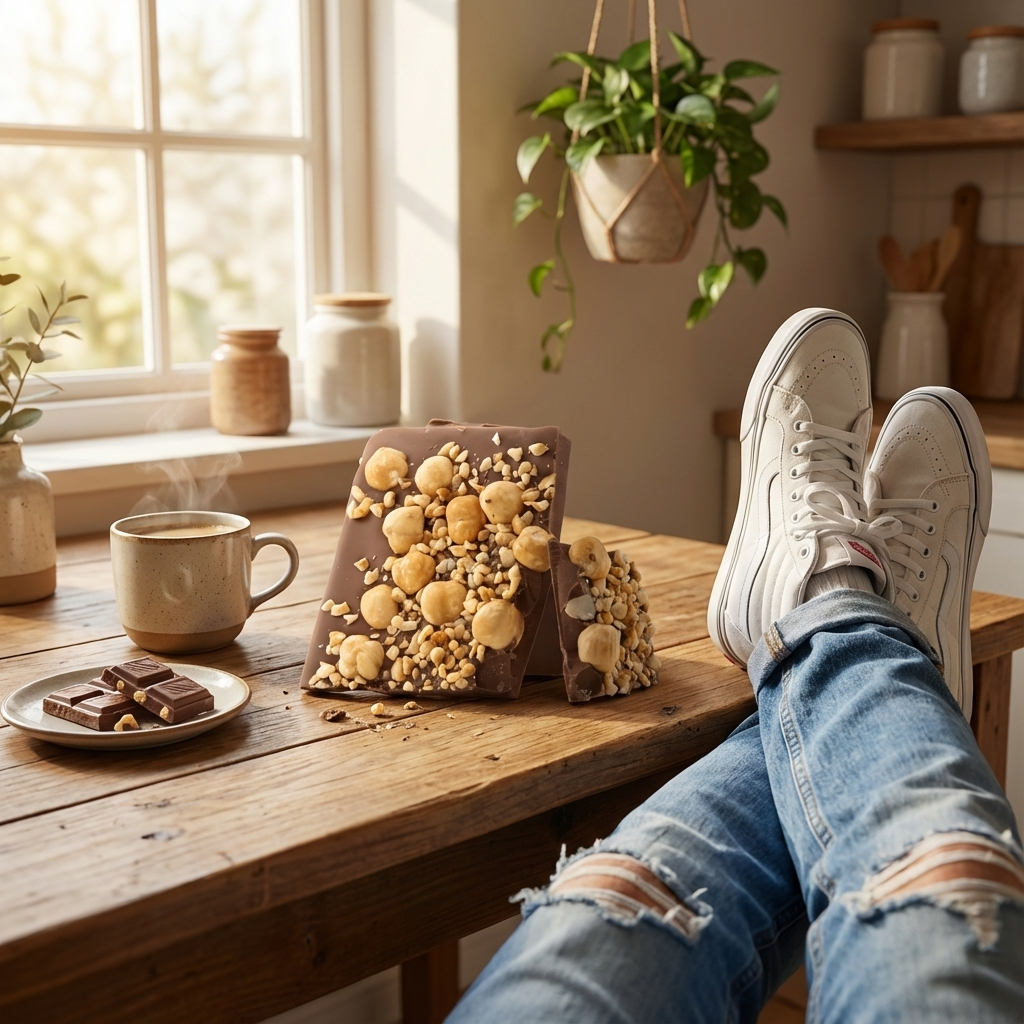 Gebroken melkchocoladerepen met hazelnoten