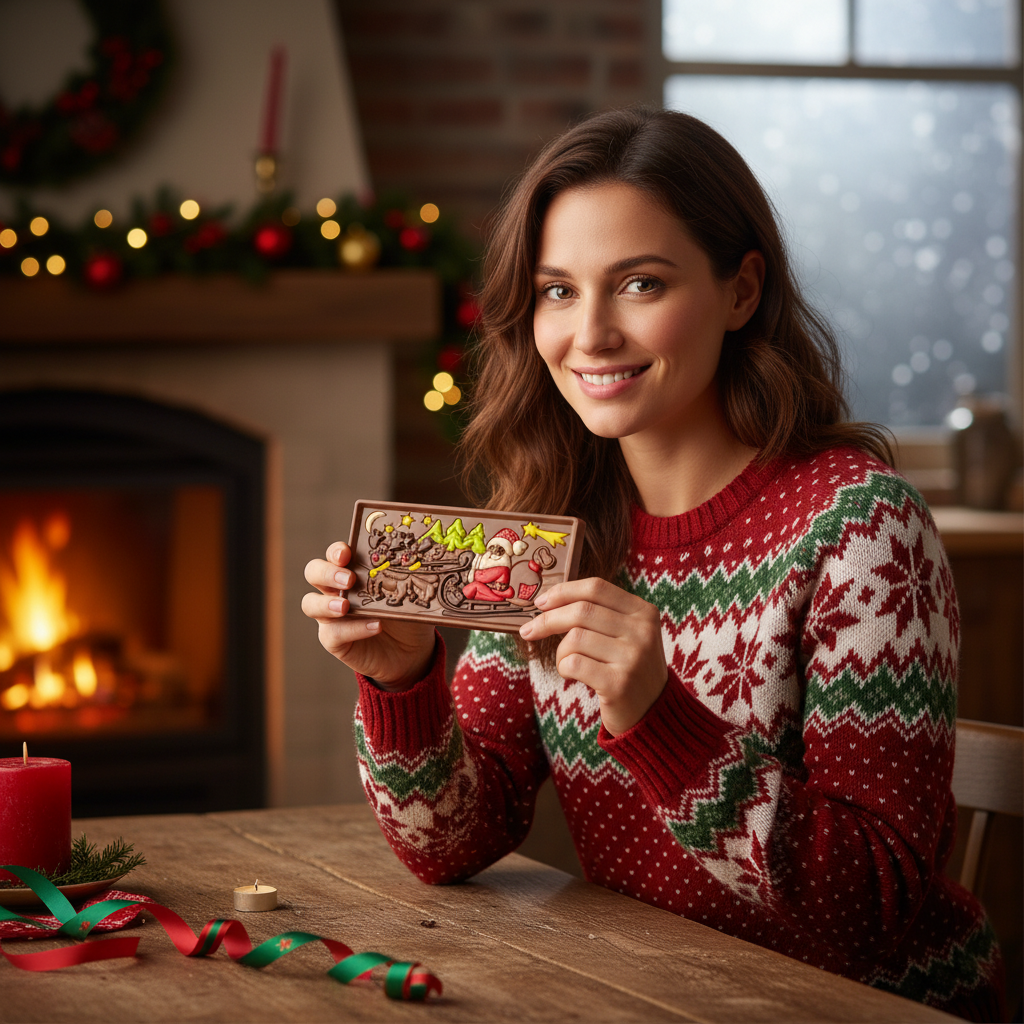 Melkchocolade Kerstman op een slee reep 105g