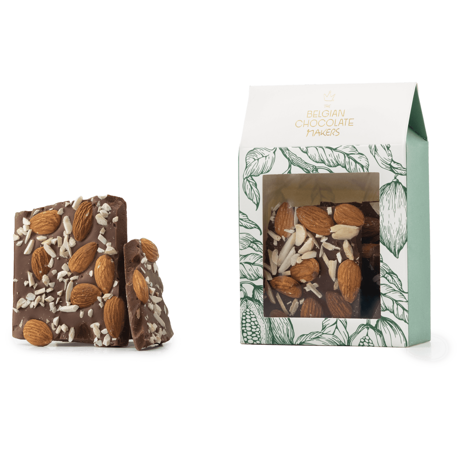 Gebroken melkchocoladerepen met amandel