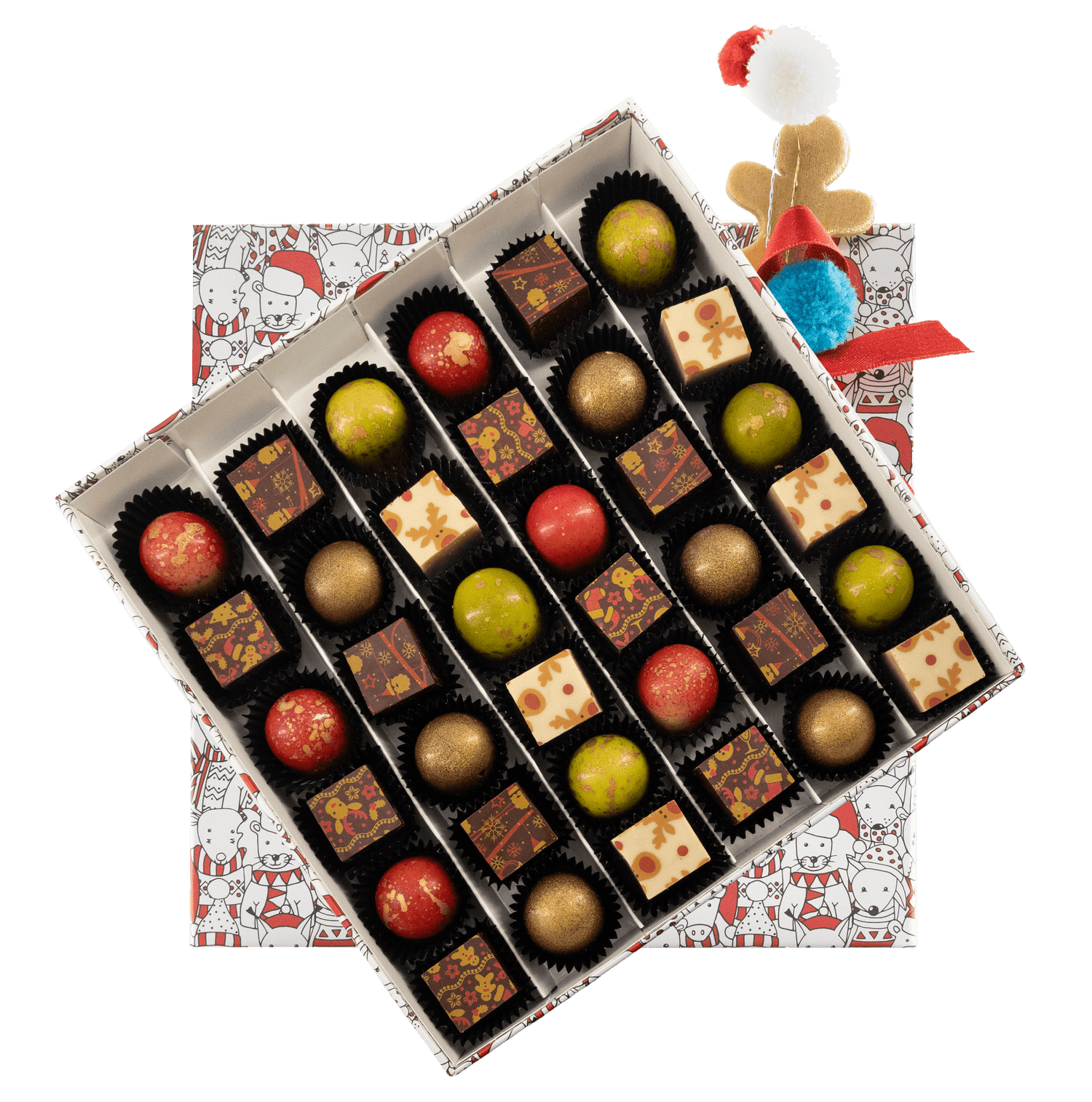 Kerstdoos 36 pralines 540g
