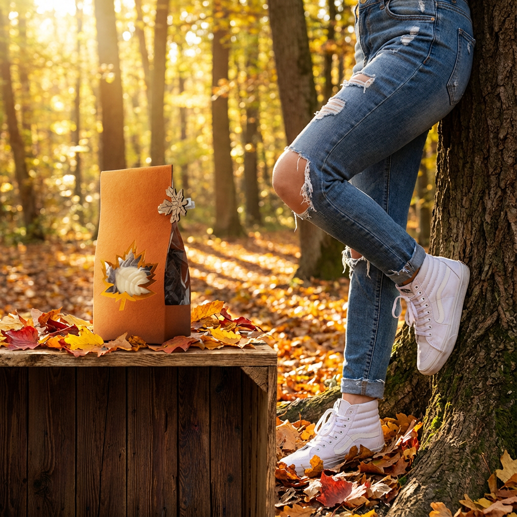 Mix van chocolade herfstbladeren