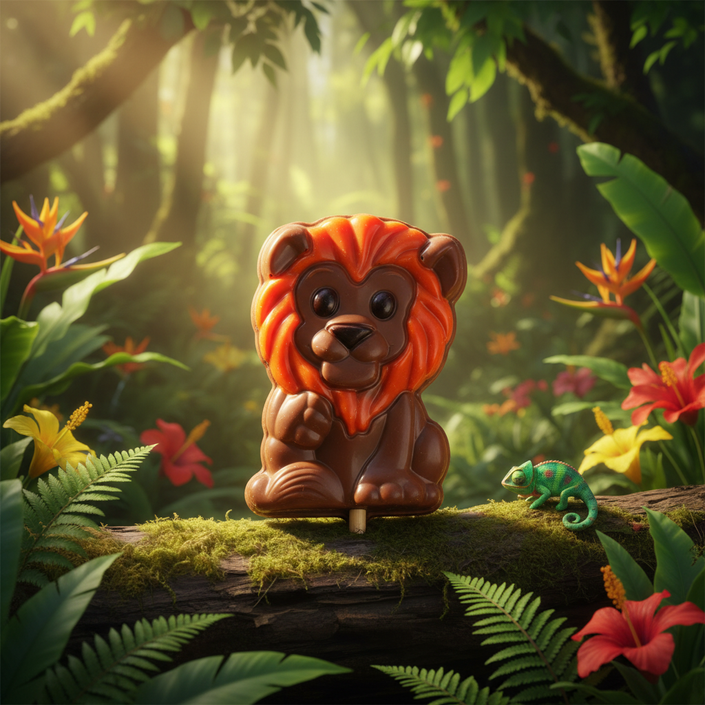 Melkchocolade oranje manen leeuw lolly 25g