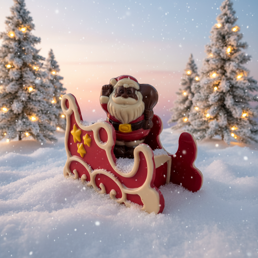 Feestelijke witte chocolade Kerstman in een arrenslee 180g