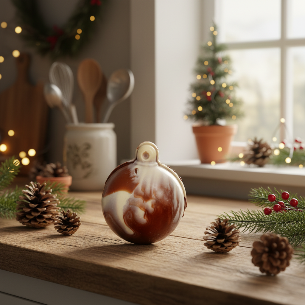 Witte, melk en pure chocolade feestelijke kerstschaal 60g