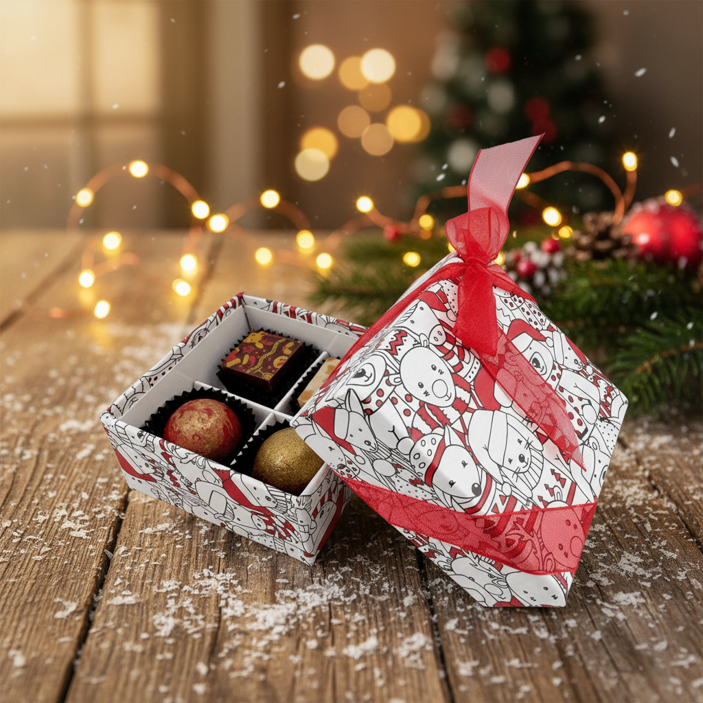 Kerstdoosje 4 pralines 50g