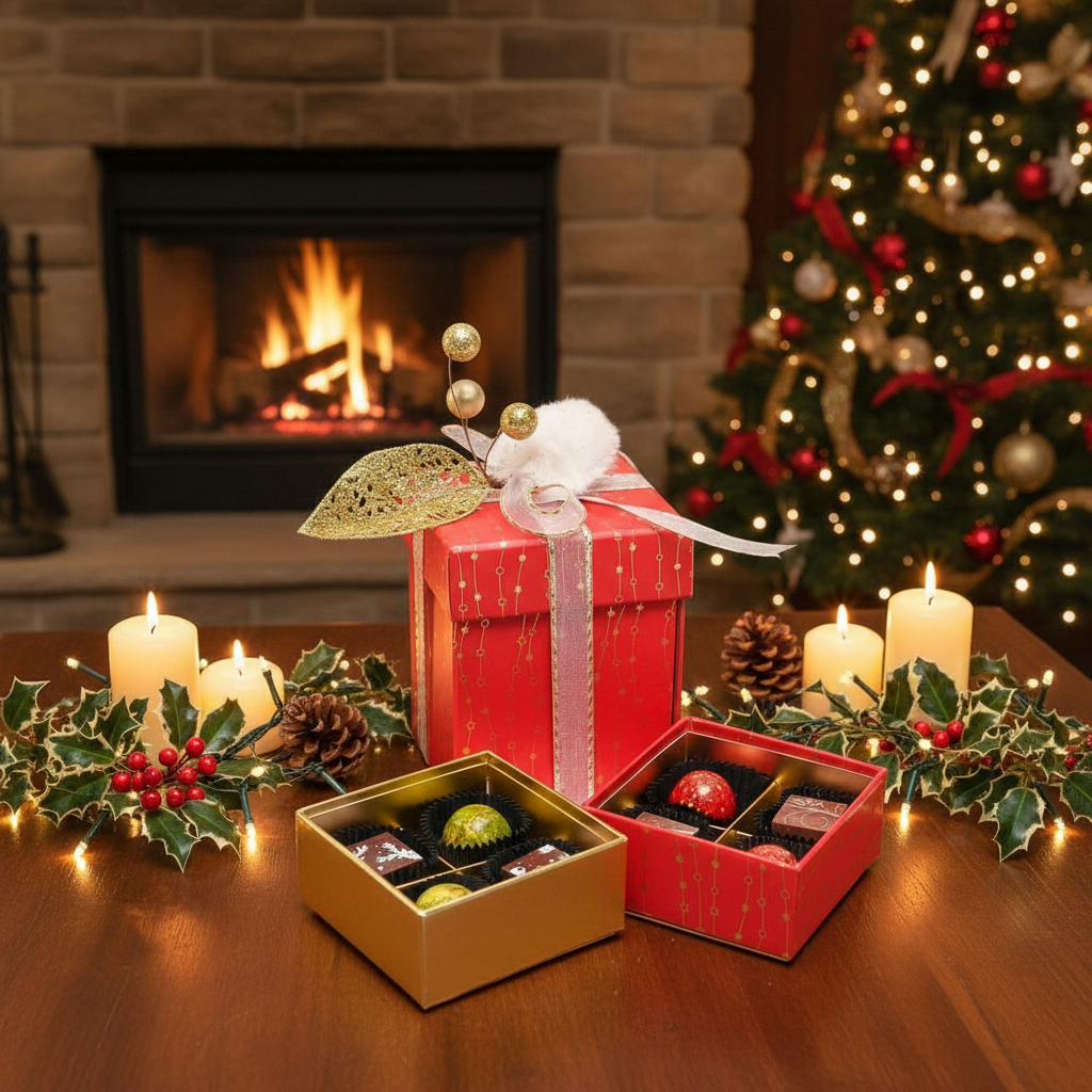 Kerst rode doos 12 pralines 180 Grs