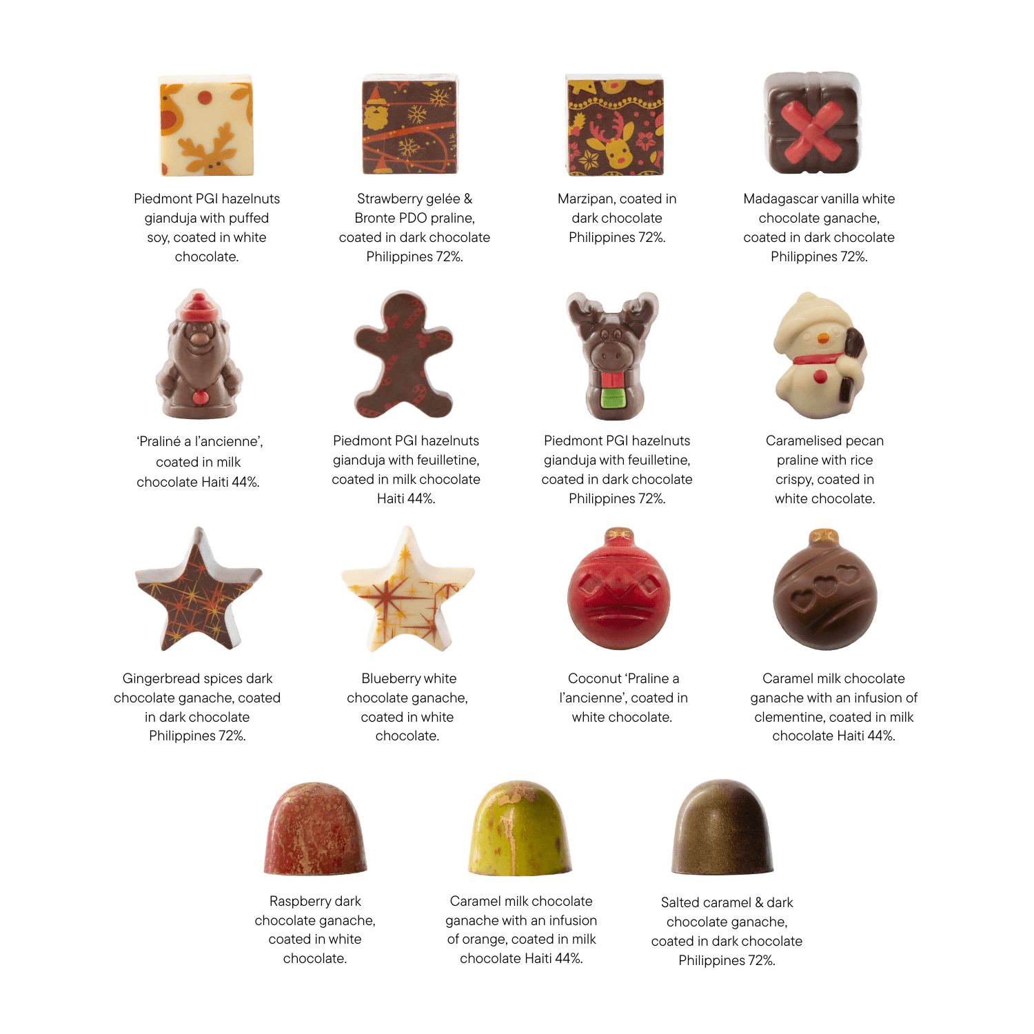 Kerstdoos 36 pralines 540g