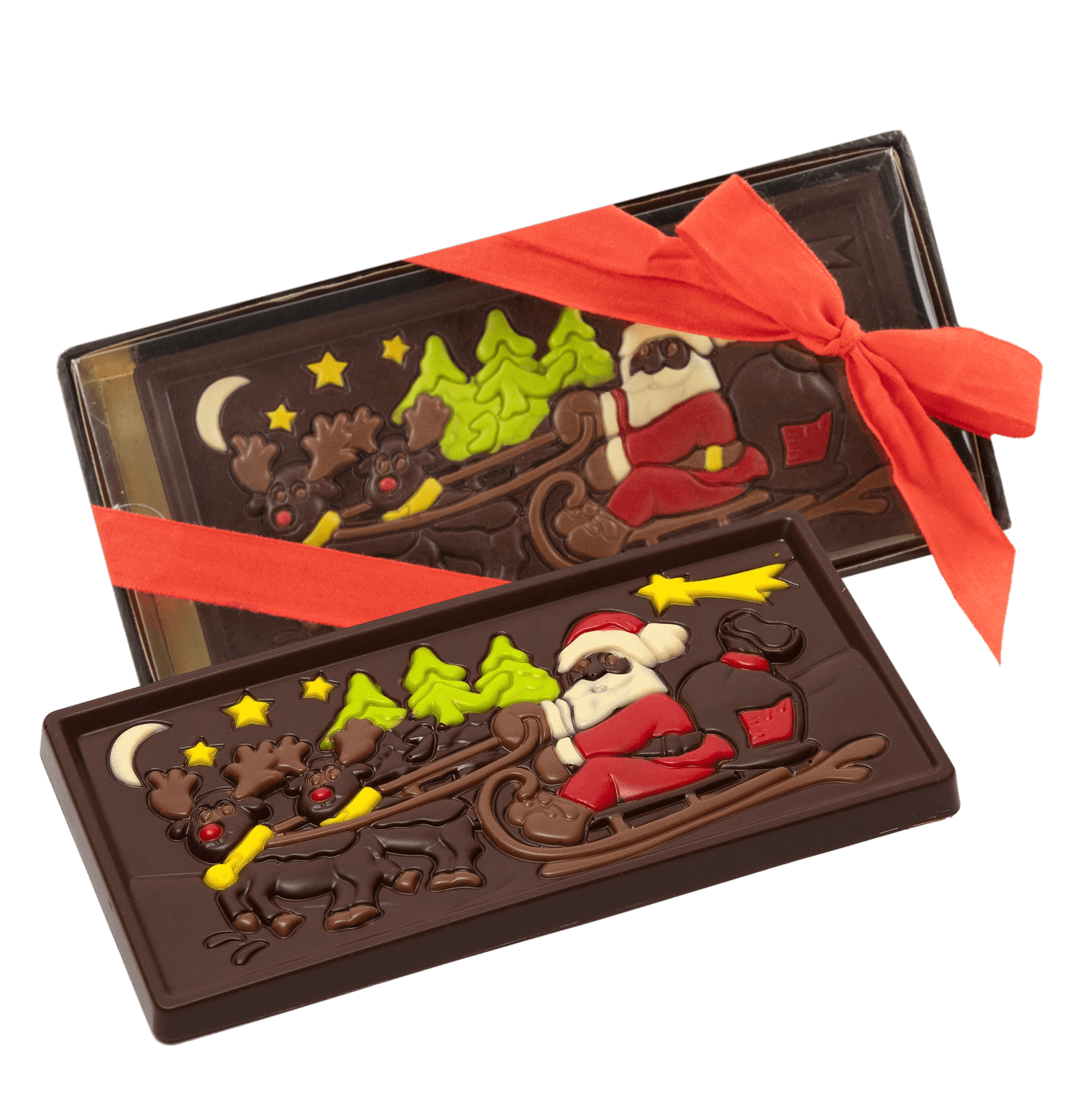 Zwarte chocoladereep Kerstman op slee 105g