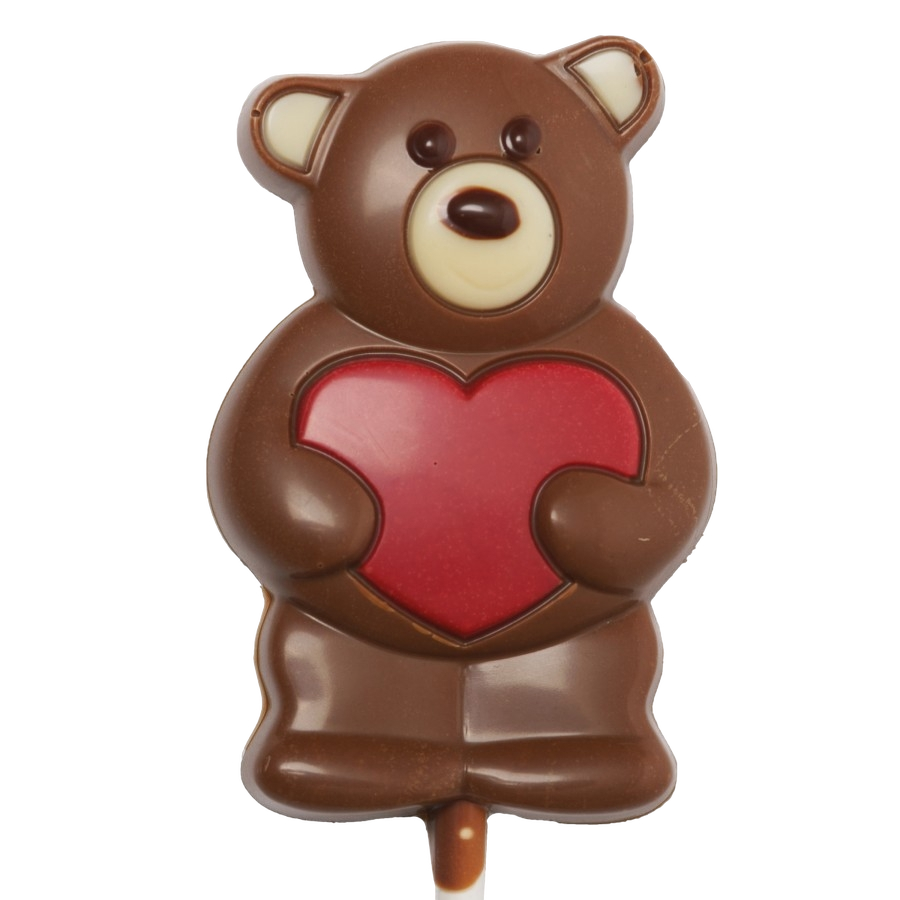 Melkchocolade rood hart teddybeer lolly 20g