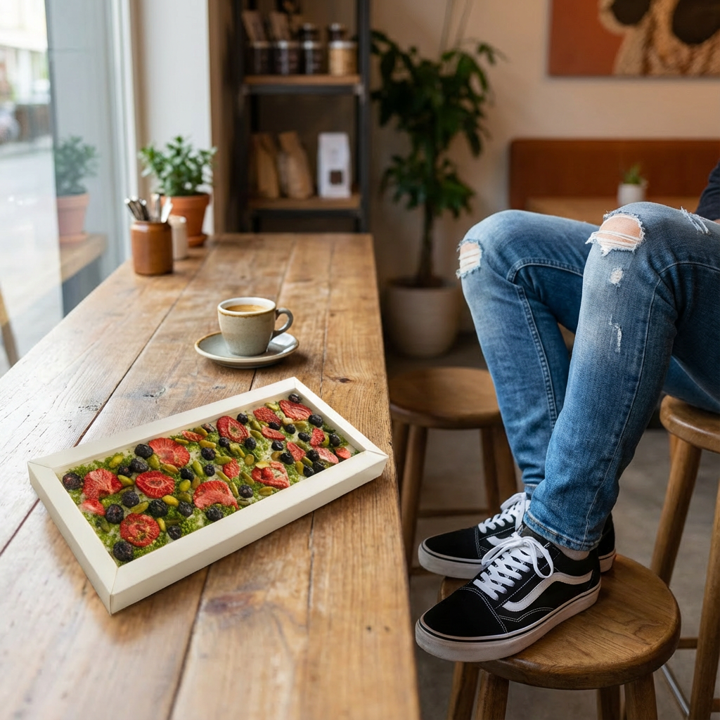 Fantasie witte chocoladereep 550 grs met stukjes aardbei, pistache en bosbes