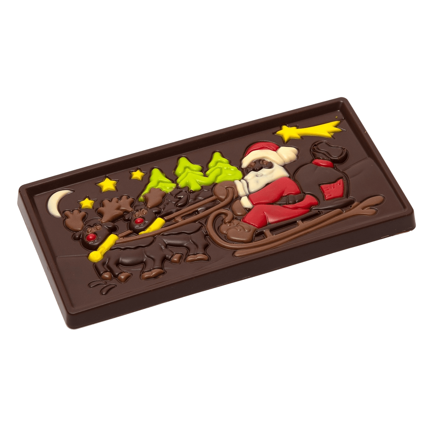 Zwarte chocoladereep Kerstman op slee 105g