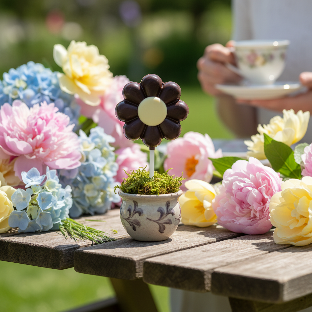 Lollybloem van pure chocolade