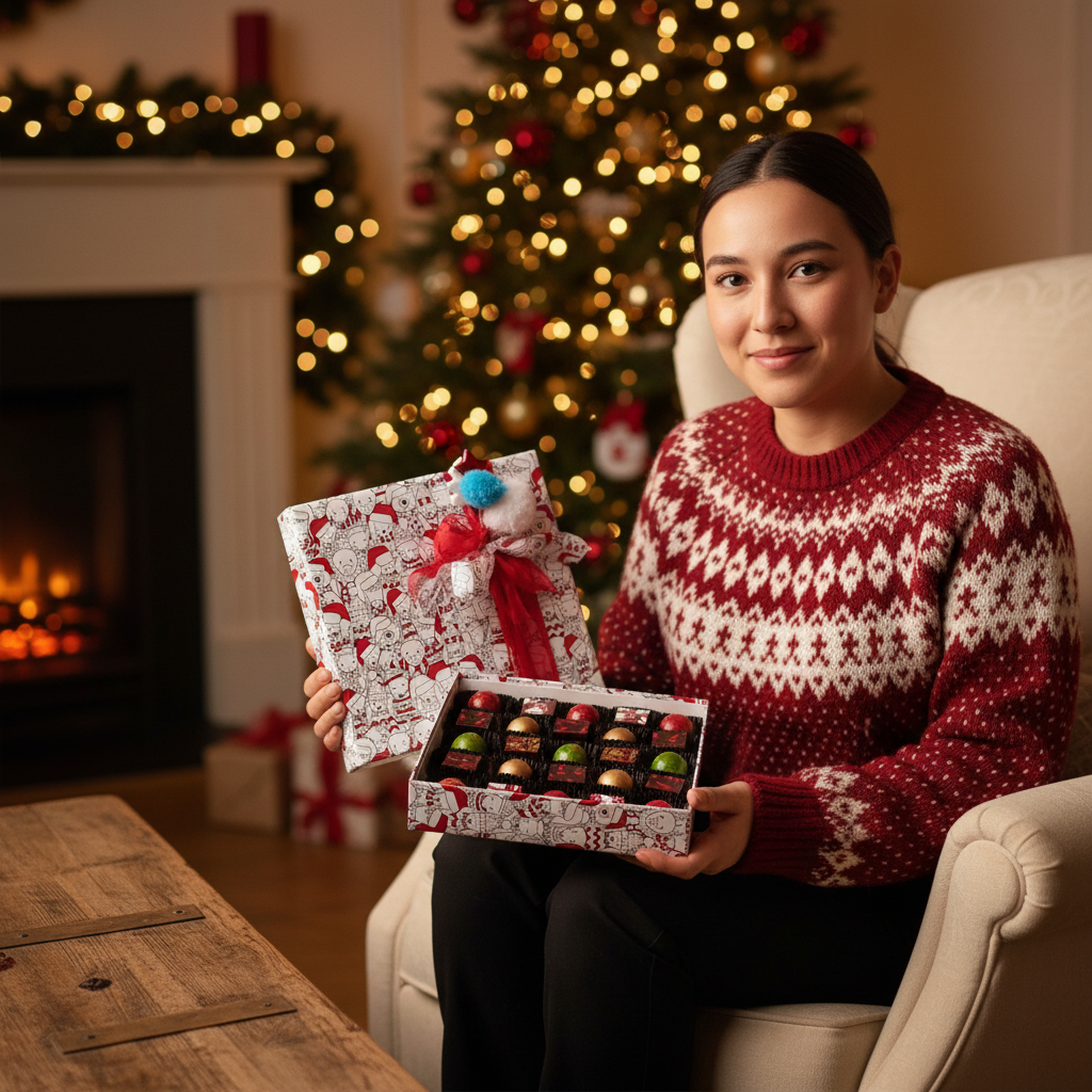 Kerstdoos 25 pralines 375g