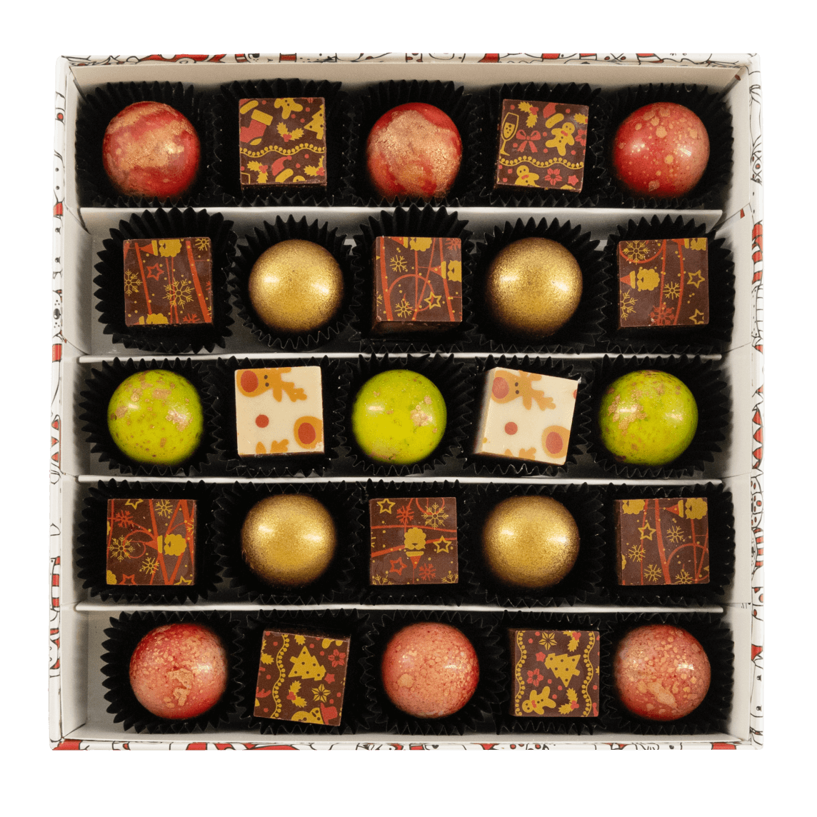 Kerstdoos 25 pralines 375g