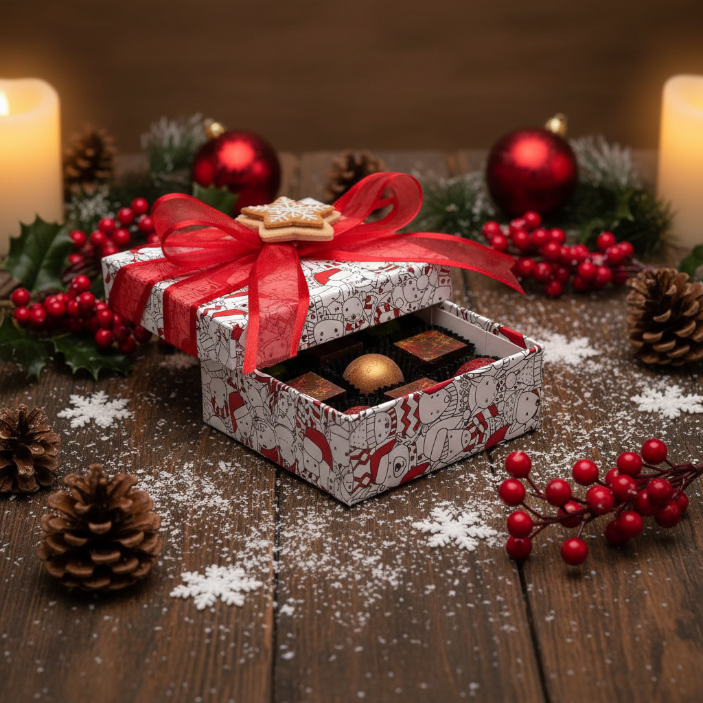 Kerstdoos 9 pralines 135g