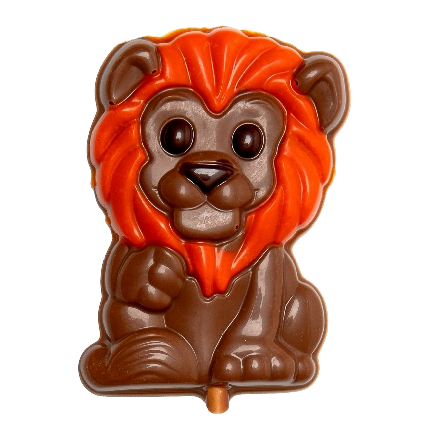 Melkchocolade oranje manen leeuw lolly 25g