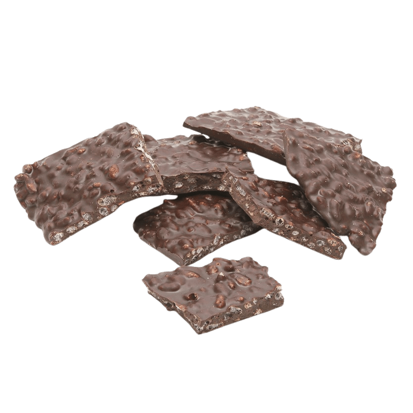 Gebroken repen pure chocolade met gepofte rijst