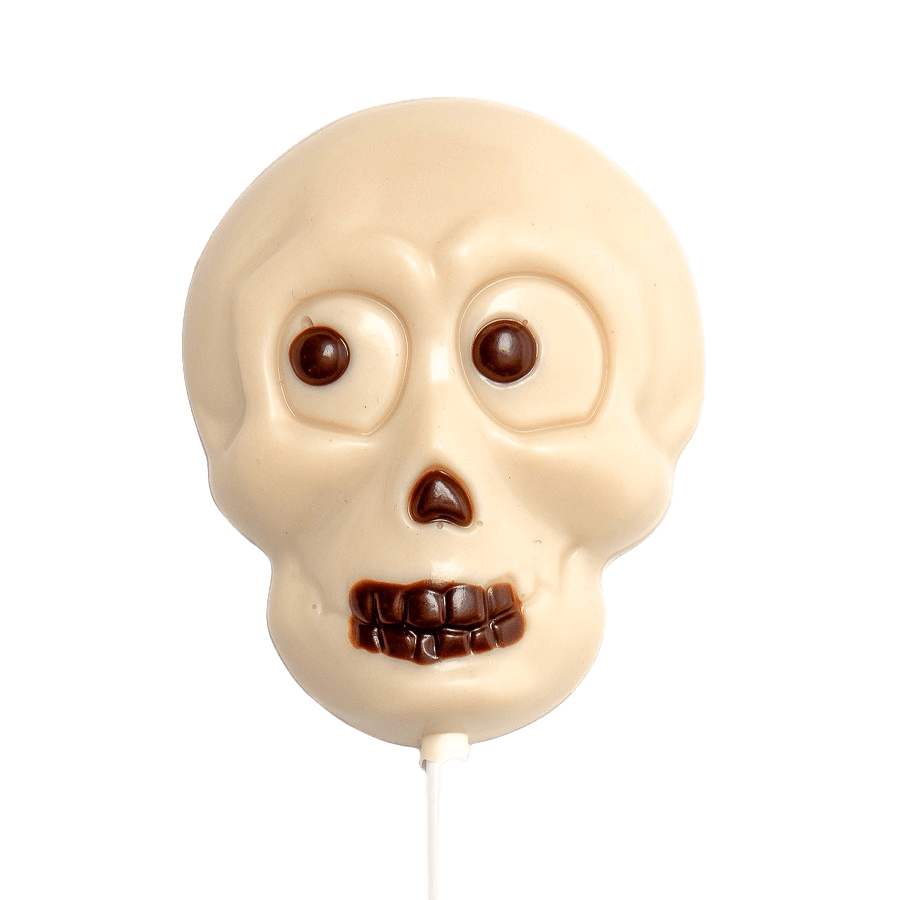 Witte chocolade doodshoofd lolly