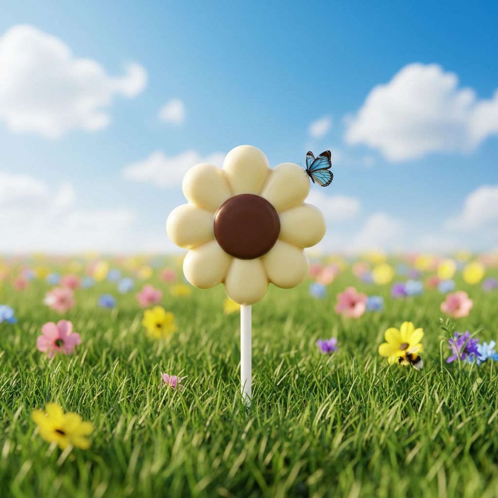 Witte chocolade lolly bloem