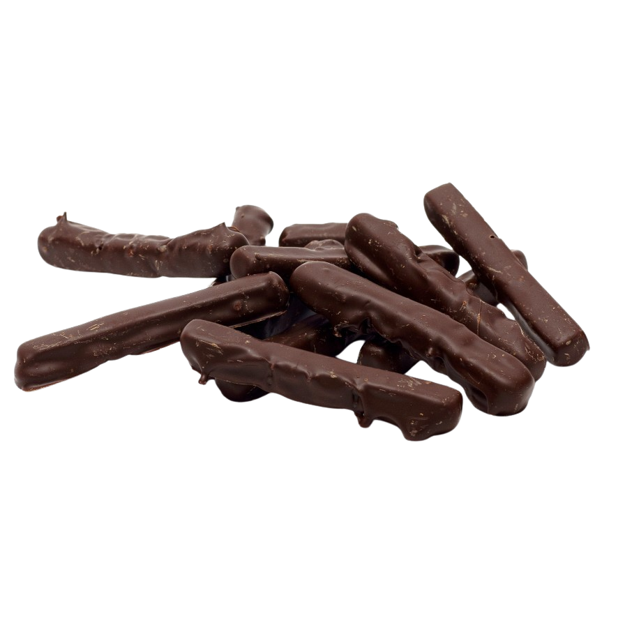 Gekonfijte citroenschillen gedoopt in chocolade