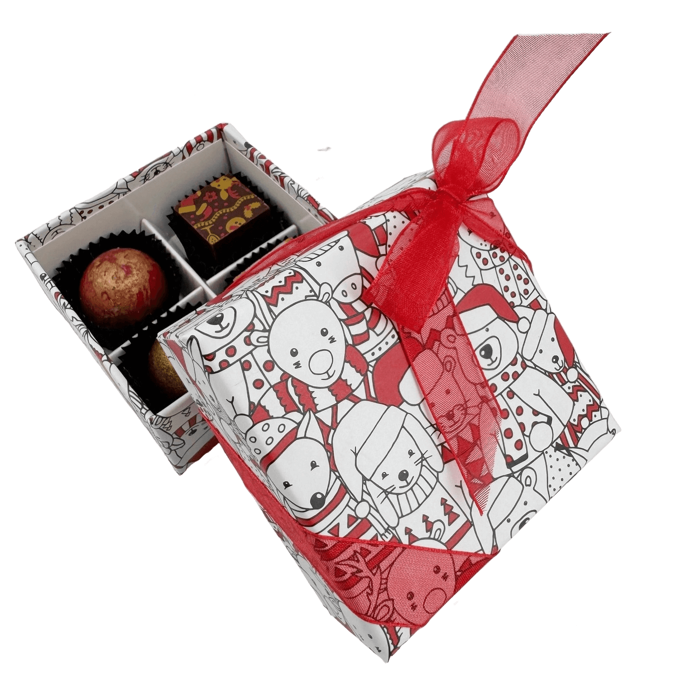 Kerstdoosje 4 pralines 50g