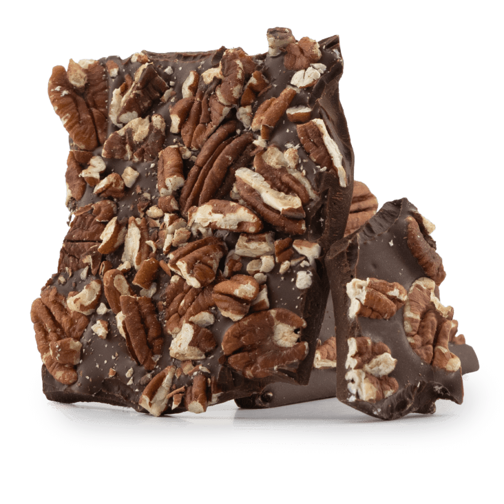 Gebroken repen pure chocolade met pecannoot