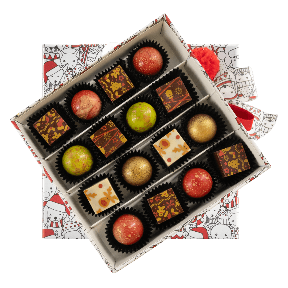 Kerstdoos 16 pralines 240g
