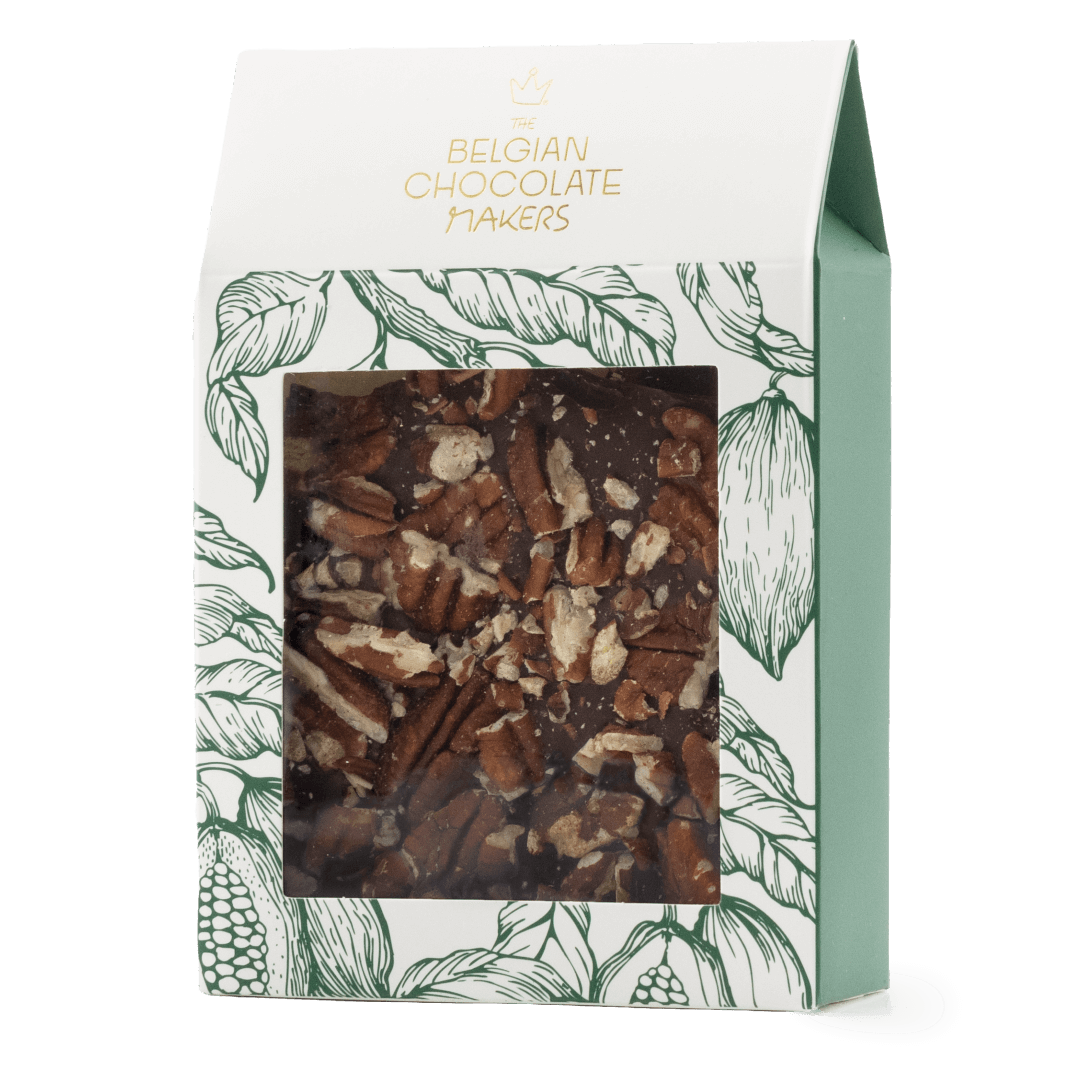 Gebroken repen pure chocolade met pecannoot