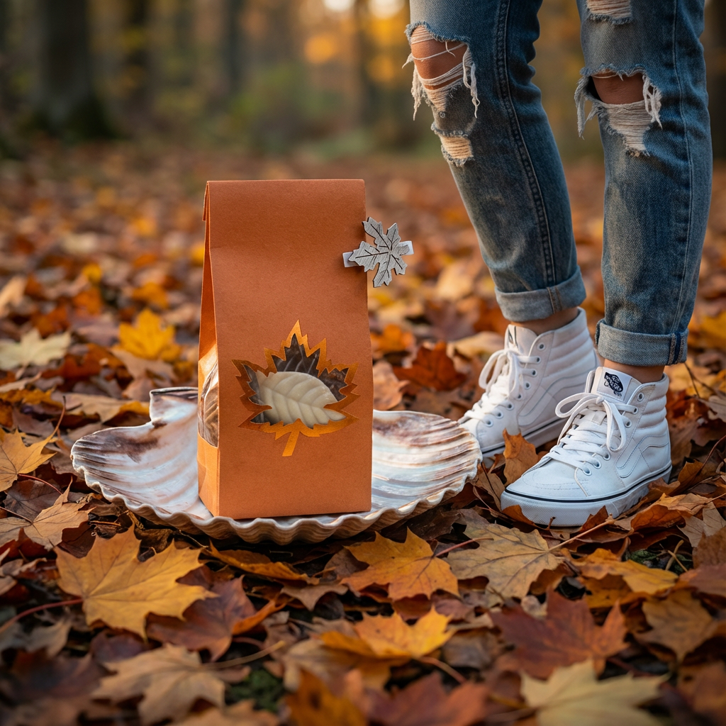 Mix van chocolade herfstbladeren