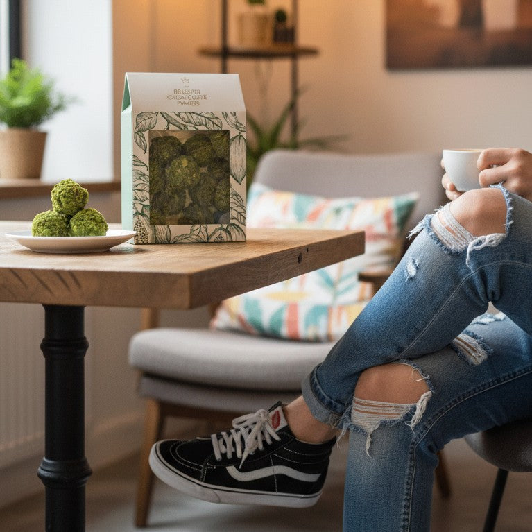 Zakje Belgische truffels met pistache coating 160g