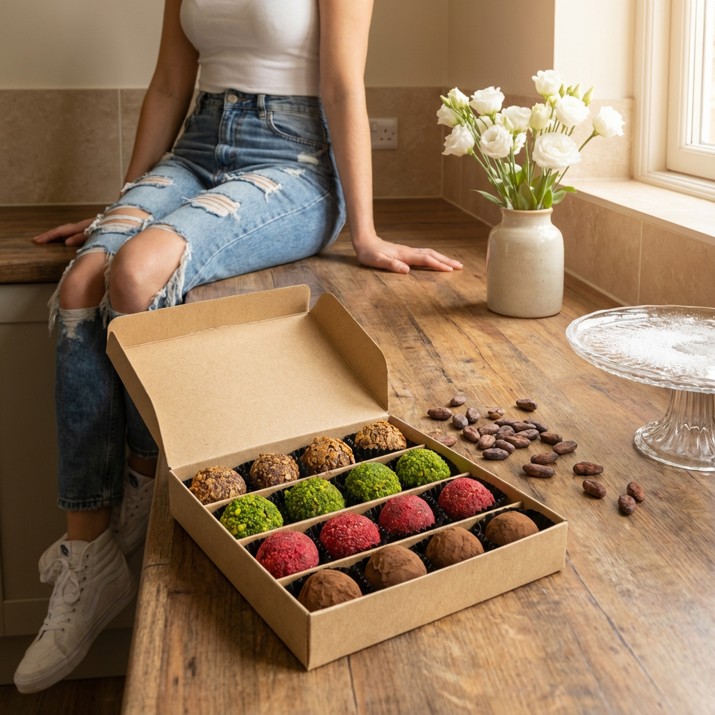 Mix van Belgische herfsttruffels in een ambachtelijke geschenkdoos