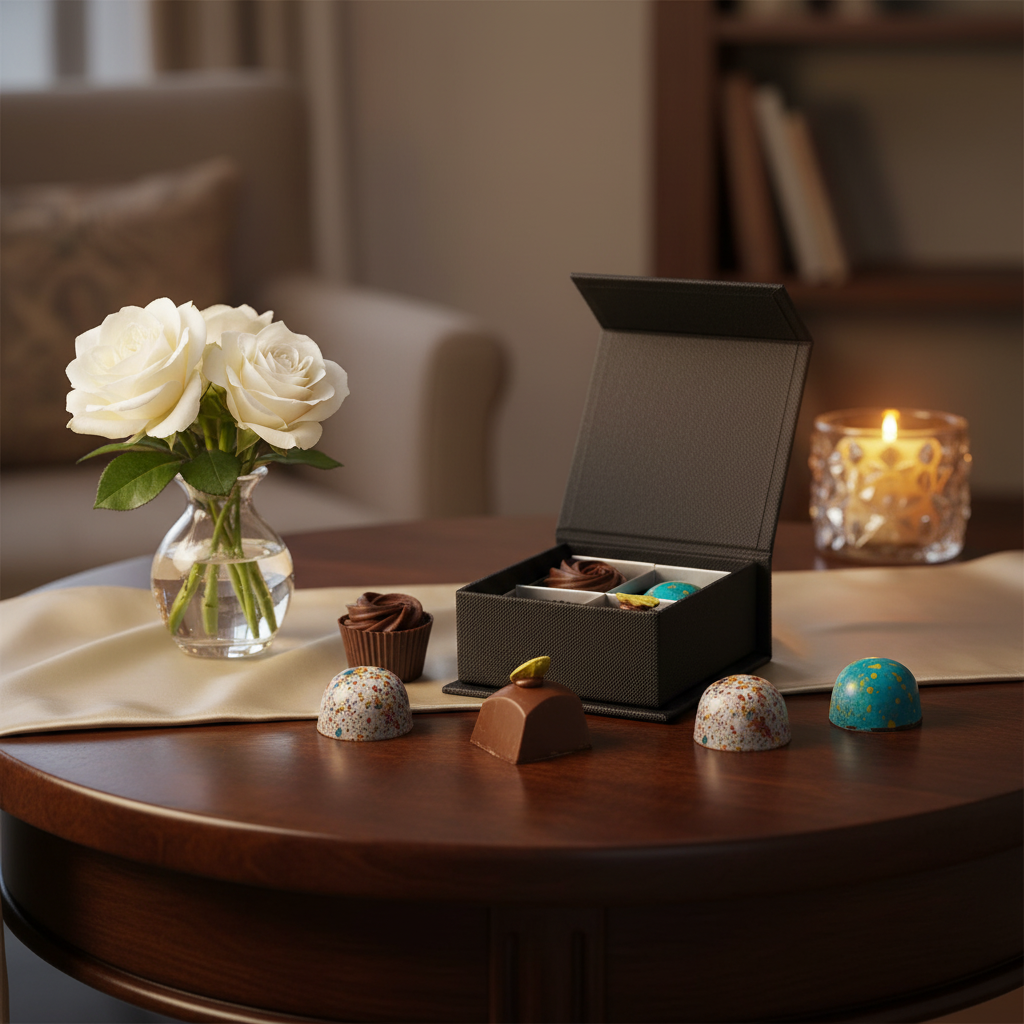 Luxe doos van 4 chocoladepralines