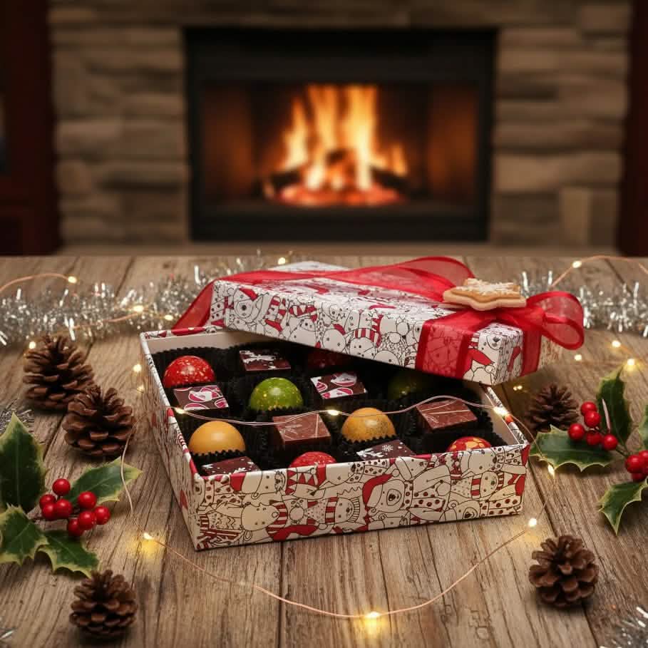 Kerstdoos 16 pralines 240g