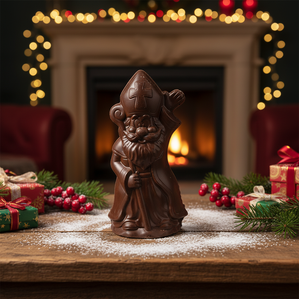 Zwarte chocolade Sinterklaas met scepter 250g