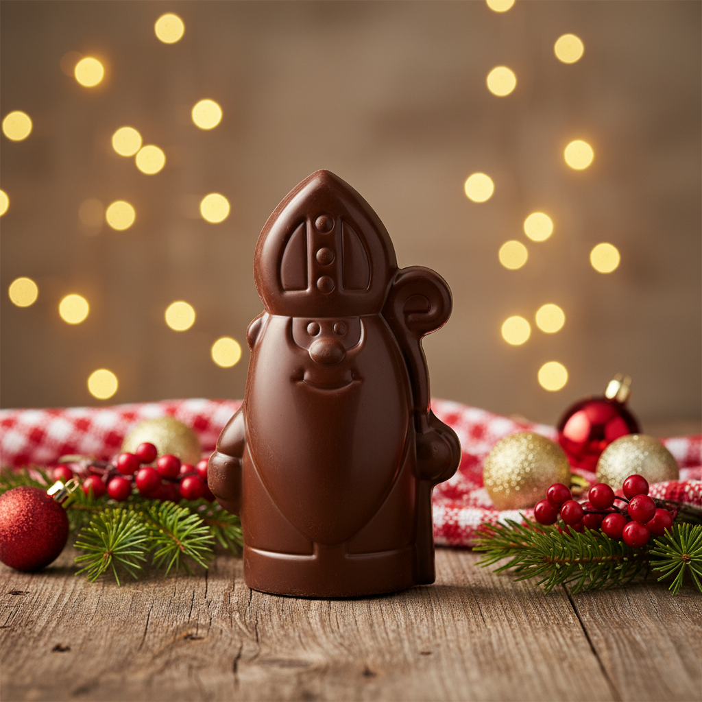 Zwarte chocolade Sinterklaas met scepter 150g