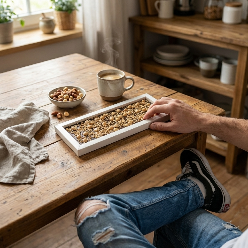 Fantasie pure chocoladereep 550 grs met hazelnootstukjes uit Piemonte