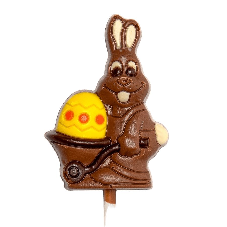 Konijntje van melkchocolade met eierlolly