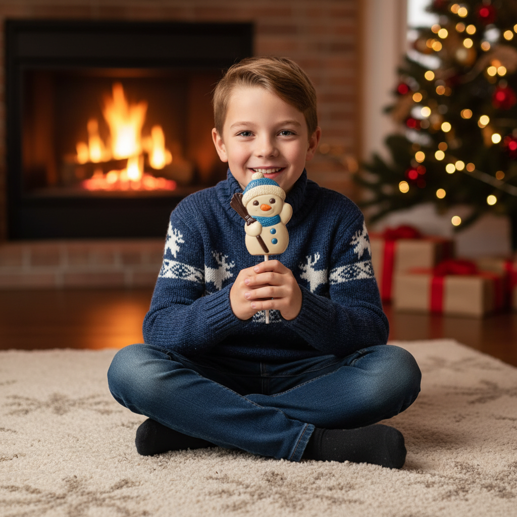 Witte chocolade lolly sneeuwpop