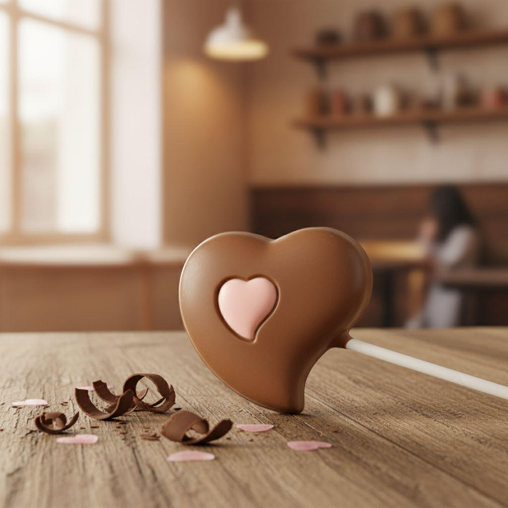 Melkchocolade roze hart lolly 25g