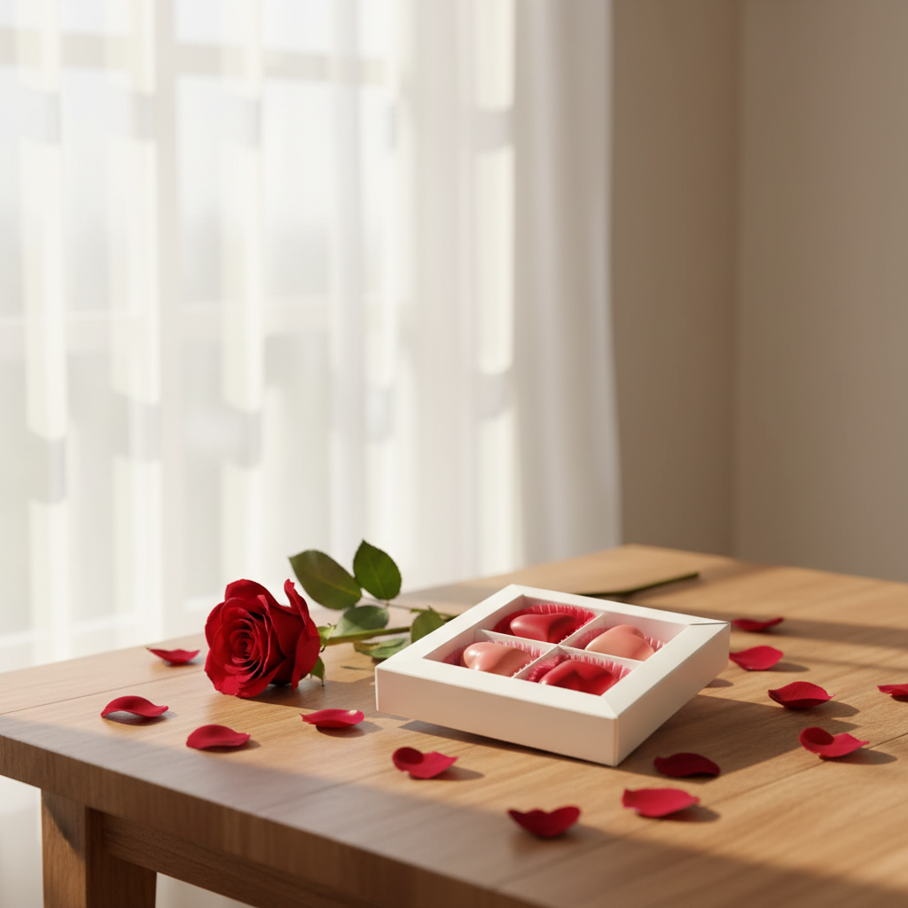 Liefdesdoosje van 4 Belgische pralines 50g