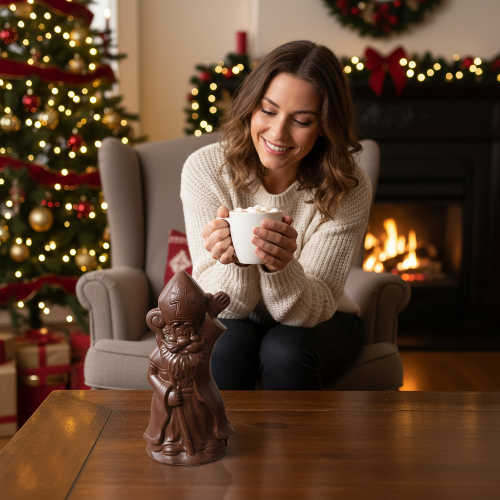 Zwarte chocolade Sinterklaas met scepter 250g