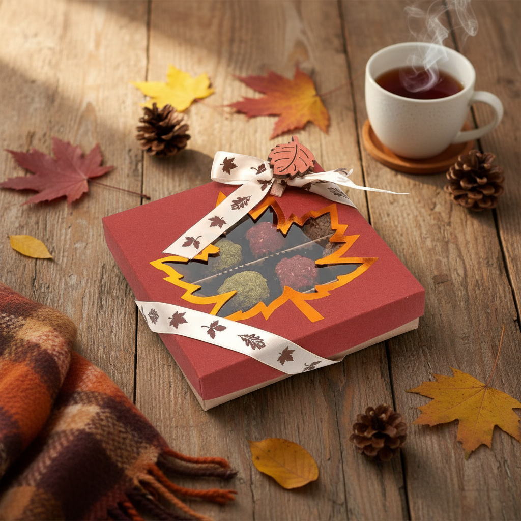 Mix van Belgische herfsttruffels in een rode geschenkdoos