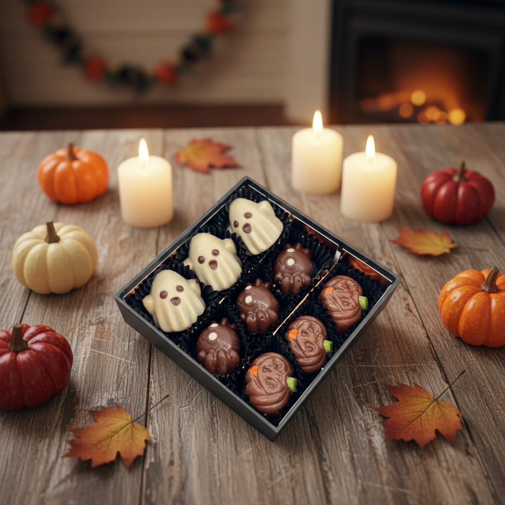 Halloween doos van 9 Belgische pralines 135g