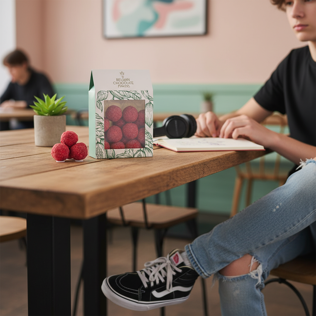 Zakje Belgische truffels met frambozenlaagje 160g