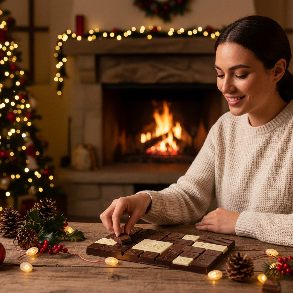 Kerst adventskalender reep van melkchocolade 200g