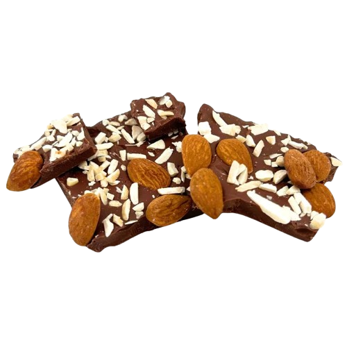 Gebroken melkchocoladerepen met amandel