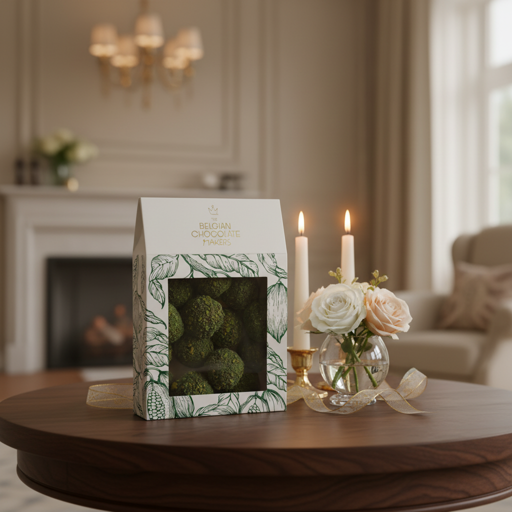 Zakje Belgische truffels met pistache coating 160g